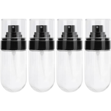 Set mit 4 nachfüllbaren, leeren, tragbaren Miniatur-Sprühflaschen aus Kunststoff für unterwegs (60 ml)