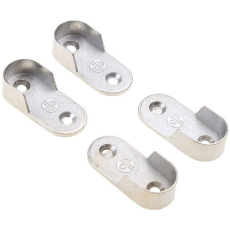 Set mit 4 ovalen Kleiderstangenhalterungen aus Aluminiumlegierung — Passende runde Kleiderstangenaufnahmen — Verstärkte Metallstangenhalterungen