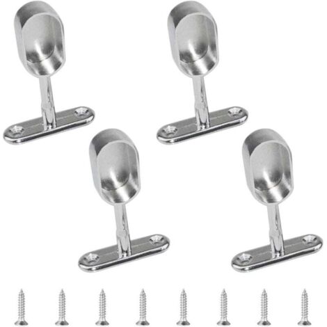 Set mit 4 ovalen Kleiderstangenhalterungen aus Zinklegierung für Kleiderschrank, Schlafzimmer, Badezimmer