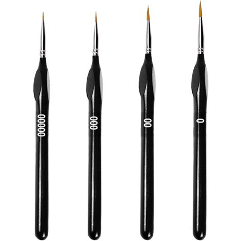 Set mit 4 Pinseln mit feinen Borsten für Malerei, Acrylmalerei, Ölmalerei, Modellbau, Malen nach Zahlen