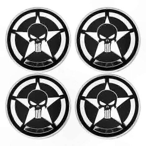 Set mit 4 Radnabenkappen im Totenkopf-Design in den Größen 56 mm und 60 mm für Auto-Styling, Felgendekoration, Aufkleber, Radnabenabdeckungen, Zubehör
