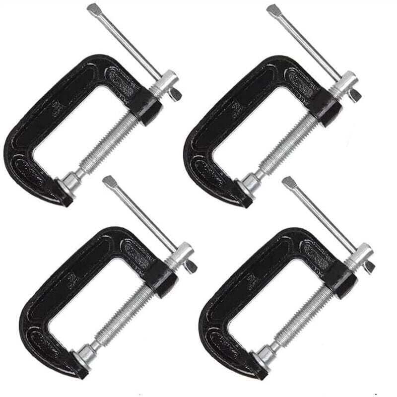 Image of Set mit 4 robusten 5,1 cm C-Klemmen aus Stahl für Holzbearbeitung, Schweißen und Konstruktion.