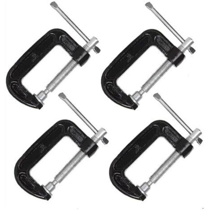 Image of Set mit 4 robusten 5,1 cm C-Klemmen aus Stahl für Holzbearbeitung, Schweißen und Konstruktion.
