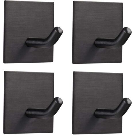 Set mit 4 robusten, selbstklebenden Edelstahlhaken für Küche, Bad, Haustür, Handtücher, Mäntel, Schlüssel, Bademäntel, 4er-Set