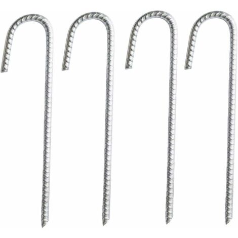 Set mit 4 robusten, verzinkten Stahlankern für J-Streben – für Festzelte, Pavillons, Hüpfburgen, Zelte, Trampoline, Camping, Fußballtore