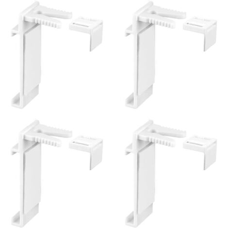 Set mit 4 Rollo-Klemmhalterungen, verstellbar von 1,6 bis 2,2 cm. Montage ohne Bohren. Stark haftende Rückseite.