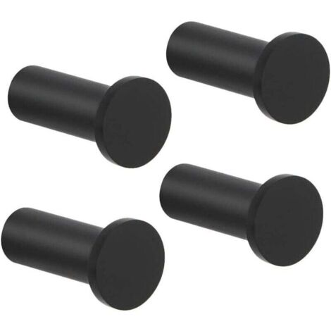 Set mit 4 runden Schraubhaken aus robustem Edelstahl für Bad, Schlafzimmer, Küche, Eingangsbereich und als Handtuchhalter, 16 x 35 mm, schwarz