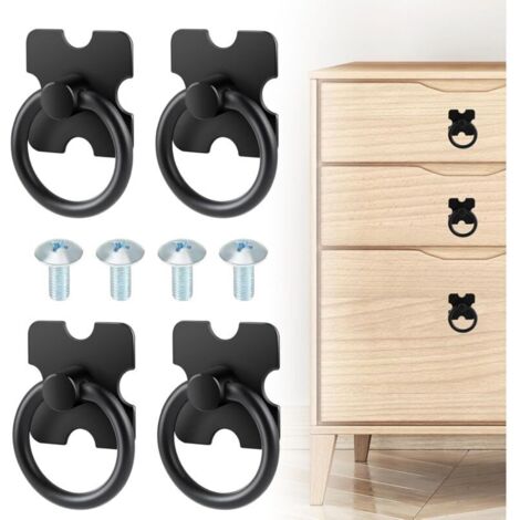 Set mit 4 runden schwarzen Griffen