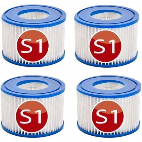 Set mit 4 S1-Ersatzkartuschen für Intex 29001 Schwimmbadfilter – für den Garten im Freien. Typ S1 PureSpa Easy Set – Kartuschen für Whirlpool-Filter – S1-Filter