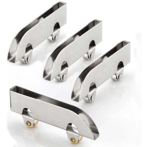 Set mit 4 Schieberollen aus Glas und Edelstahl für Kleiderstangen, Schieberolle, Doppelglasrolle, Schranktürrolle, 5 mm dicke Glasrolle