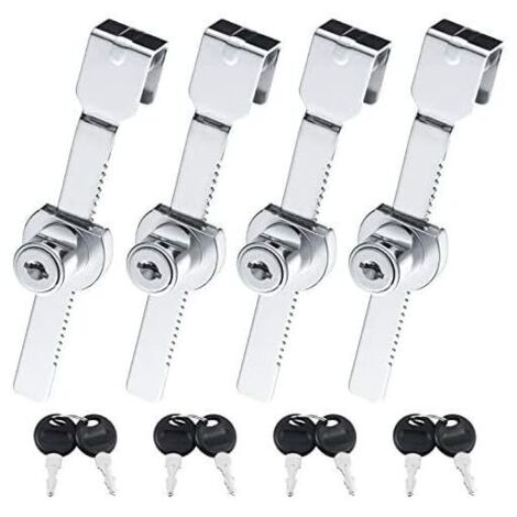 Set mit 4 Schiebetürschlössern für Glasvitrinen, Glasschiebetürriegel, Nockenschlösser, Briefkasten-Schubladen-Schlossschlösser, Zinklegierung (mit
