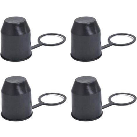 Set mit 4 Schutzkappen für Anhängerkupplungen mit Sicherheitsring für Pkw und Wohnmobile (schwarz)