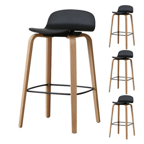 Set mit 4 schwarzen Barhockern im skandinavischen Stil mit Metallbeinen - Höhe 76cm