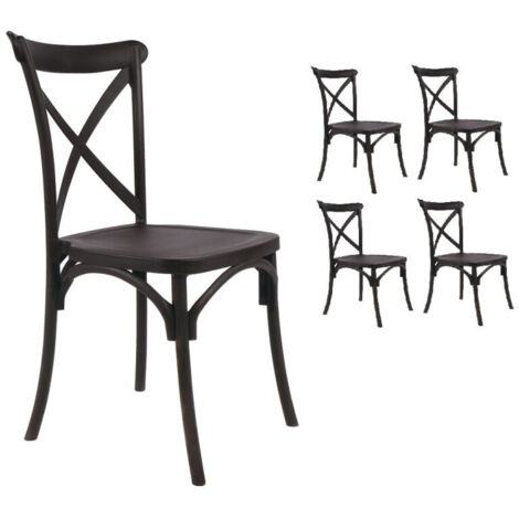 Set mit 4 schwarzen Stühlen im BISTROT-Stil aus Polypropylenharz