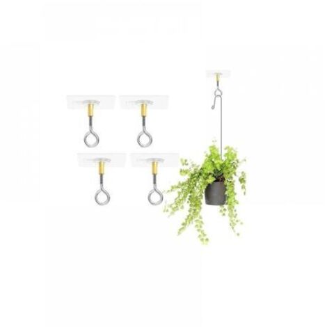 Set mit 4 selbstklebenden Deckenhaken, ohne Bohren, zum Aufhängen von Pflanzen, mit Deckenhaken aus Edelstahl, selbstklebende Deckenhaken, können 5 kg tragen