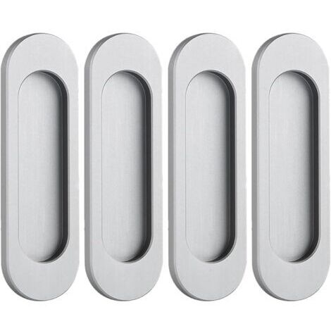 Set mit 4 selbstklebenden, ovalen Schiebetürgriffen aus Aluminiumlegierung ohne Perforation für Scheunentore