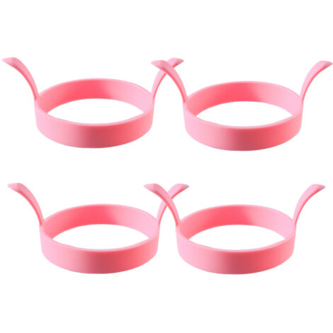 Set mit 4 Silikon-Eierringen, 8 cm Durchmesser, perfekt für Spiegeleier. Runde Form mit Griff, ideal für englische Muffins, Sandwiches und Pfannkuchen.