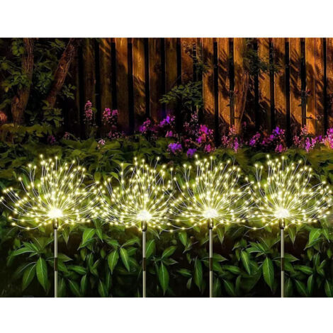 Set mit 4 Solar-Außenleuchten - 120 LEDs, 5 W, IP67 - Helligkeit einstellbar (4 Laternen) (warmes Licht)