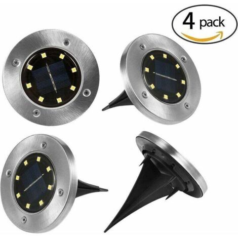 Set mit 4 Solar-Gartenleuchten, mit Solarscheiben und LED-Leuchten, wasserdicht, ideal für Garten und Einfahrt,