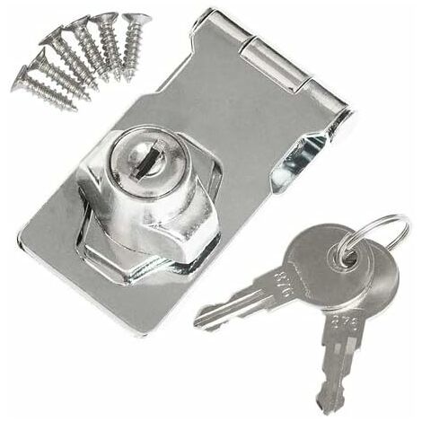 Set mit 4 Stück verchromtem Hasp-Schloss, Keyed Hasp Lock, Locking Hasp Door Bolt Latch Buckle, für Schließfächer, Schubladen, Schränke, Schränke, Boxen, 2,5-Zoll-Schließfächer