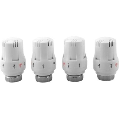 Set mit 4 thermostatischen Heizkörperventilen M30 x 1,5 – Temperaturregler mit 5 einstellbaren Stufen – Gehäuse aus Aluminium und Kunststoff – Frostschutzmittel