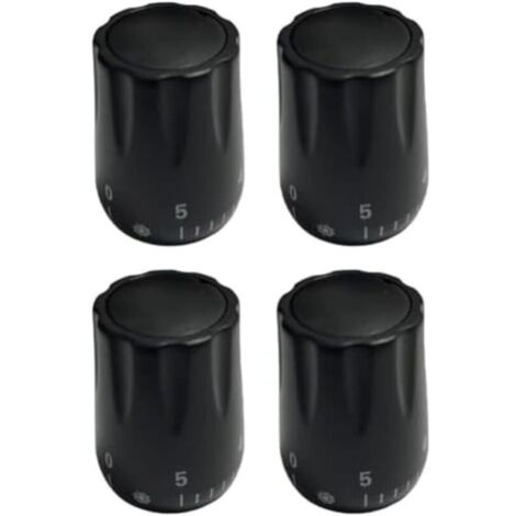 Set mit 4 Thermostatventil-Reglerknöpfen mit Gewinde für Heizkörper- und Fußbodenheizungssysteme, verstellbares Kunststoff-Handrad (schwarz)