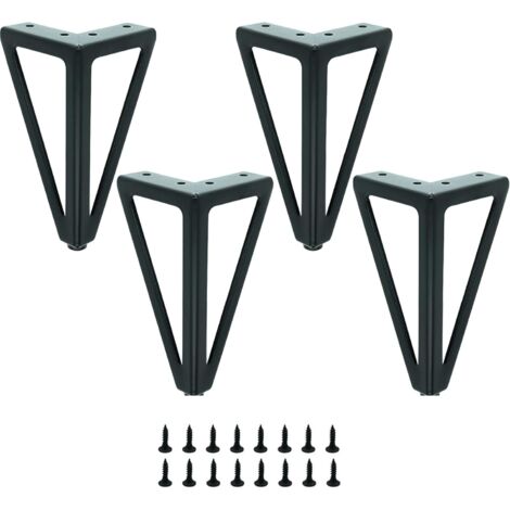 Set mit 4 Tischbeinen aus schwarzem Metall – austauschbare Möbelbeine – für Couchtisch/TV/Sofa/Bett und andere Möbelbeine – mit Schrauben. (15 cm)