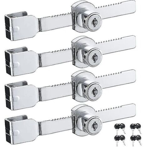 Set mit 4 verchromten Schiebetürschlössern inklusive Schlüssel (kleine Größe)