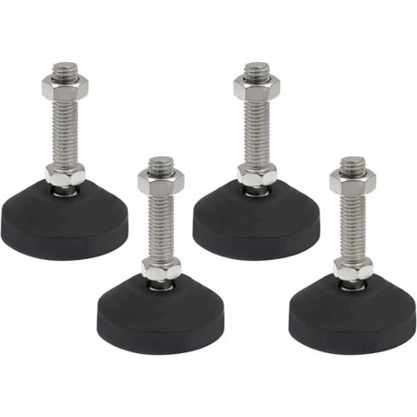 Set mit 4 verstellbaren Füßen M10 x 50 mm - Verstellschraube - Möbelfuß - Tragfähig - Verstellbare Füße - Verstellschrauben - Verstellbare Füße - Maximale Neigung von 20° (4 Stück M10 x 50 mm x Ø 40 m