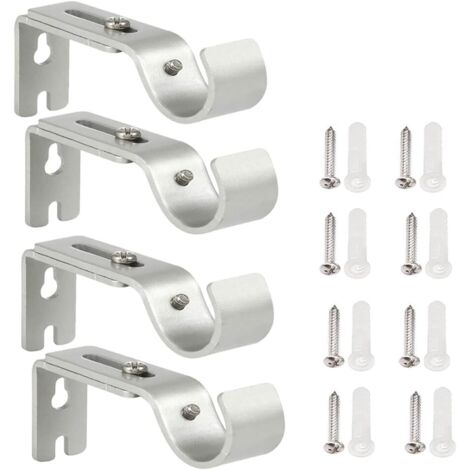 Set mit 4 verstellbaren Gardinenstangenhalterungen inklusive Schrauben und Metallbohrfutter für das Schlafzimmer