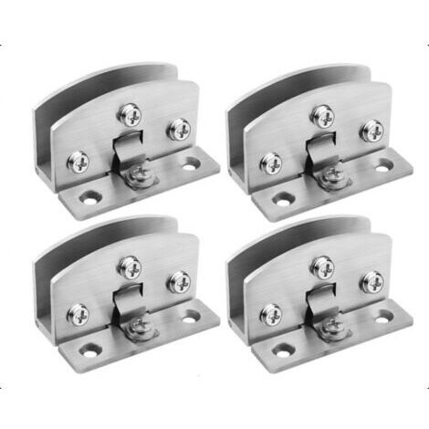 Set mit 4 verstellbaren Glasbändern für Glastüren mit einer Dicke von 8 bis 10 mm, inklusive Schrauben, transparenten Folien und Schraubendreher (silber)