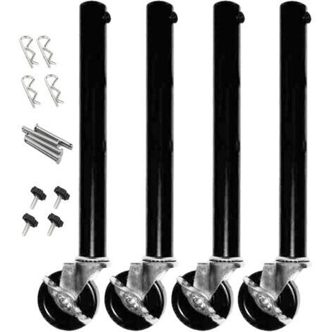 Set mit 4 verstellbaren, klappbaren Tischbeinverlängerungen zur Erhöhung der Tischhöhe, passend für gerade und gebogene Beine, Möbelfüße mit Rollen für einfache Mobilität, 51 cm