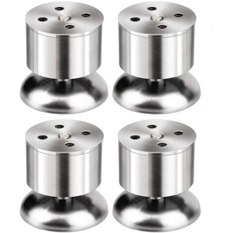 Set mit 4 verstellbaren Möbelbeinen – 6 cm Edelstahl-Tischbeine mit Gummifüßen und Schrauben