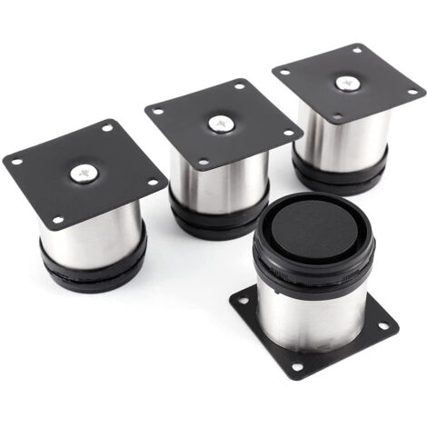 Set mit 4 verstellbaren Möbelfüßen aus Edelstahl inklusive Schrauben