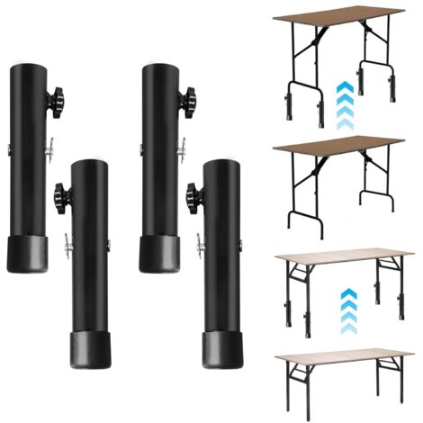 Set mit 4 verstellbaren Tischbeinen aus Metall, 20 cm Verlängerungen für gebogene oder gerade Tischbeine inklusive Befestigungsmaterial, Metallmöbelbeine für Möbel, Tische und Stühle