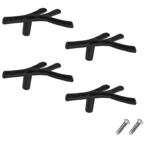 Set mit 4 Vintage-Schubladengriffen aus Zinklegierung für Schränke, Schubladen, Landhausstil, Cottage (einlochig, schwarz)