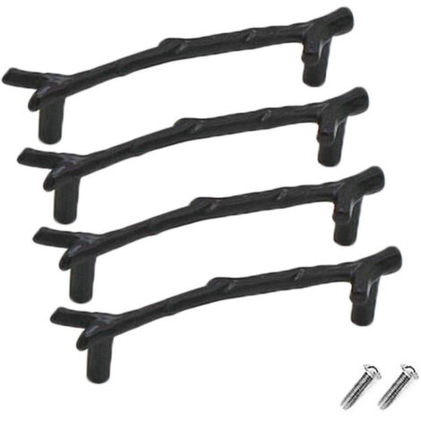 Set mit 4 Vintage-Schubladenknöpfen aus Zinklegierung für Schränke, Schubladen, Landhausstil, Cottage (128 mm, schwarz)