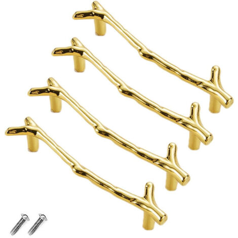 Set mit 4 Vintage-Schubladenknöpfen aus Zinklegierung für Schrank, Schublade, Landhaus, Chalet (96 mm, Gold)