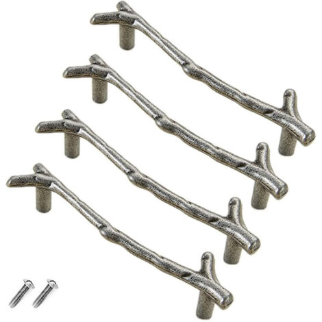 Set mit 4 Vintage-Schubladenknöpfen aus Zinklegierung für Schrank, Schublade, Landhausstil, Cottage (96 mm, silber)