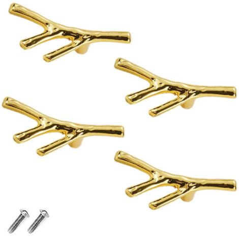 Set mit 4 Vintage-Schubladenknöpfen aus Zinklegierung für Schrank, Schublade, Landhausstil, Cottage (einlochig, goldfarben)