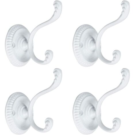 Set mit 4 Wandhaken aus Zinklegierung inklusive weißer Schrauben für Bademäntel, Handtücher sowie Badezimmer- und Küchentüren