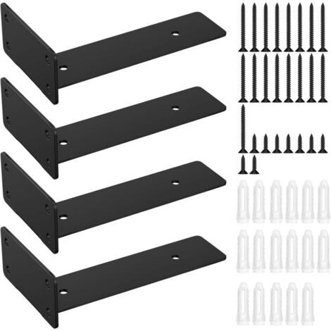 Set mit 4 Wandregalhalterungen, L-förmigen Regalhalterungen, unsichtbaren schwebenden Regalträgern, tragenden Halterungen