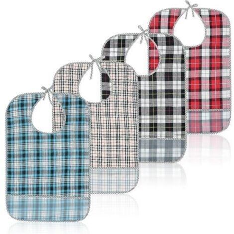 Set mit 4 wasserdichten Lätzchen für Erwachsene mit Krümelfänger, zum Schutz der Kleidung, für Männer, Frauen, Senioren und Menschen mit Behinderung, mehrfarbig