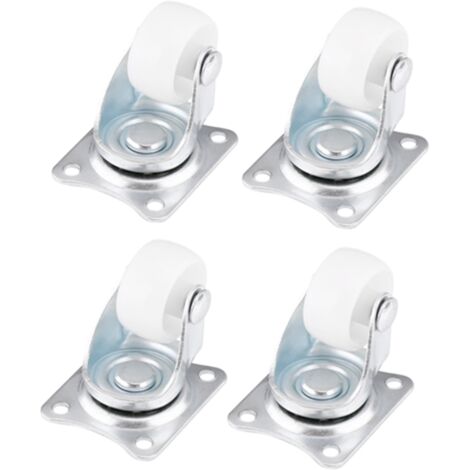 Set mit 4 weißen 2,5 cm (1 Zoll) Universal-Lenkrollen für Möbel, Wagen und Stühle.