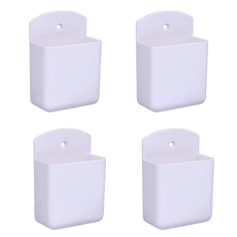 Set mit 4 weißen Fernbedienungshaltern, Wandaufbewahrungsbox für Fernbedienungen, für Zuhause, Büro, Schlafzimmer, selbstklebende Box