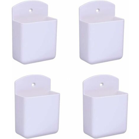 Set mit 4 weißen Fernbedienungshaltern, Wandhalterung für Fernbedienungen, Multimedia-Aufbewahrungsbox für Homeoffice oder Schlafzimmer