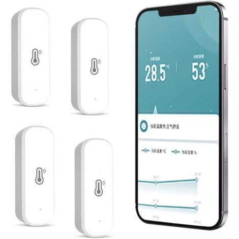 Set mit 4 WLAN-Thermometern und -Hygrometern – Temperatur- und Feuchtigkeitsregelung – Fernbenachrichtigungen – Messbereich -20 °C bis 60 °C – Genauigkeit ± 1 °C