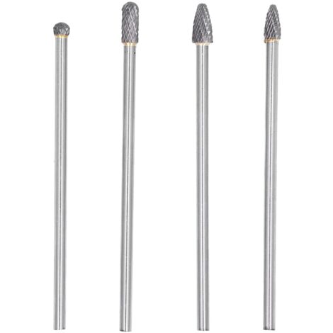 Set mit 4 Wolframstahl-Rotationsfräsern, 150 mm lang, mit 1/4"-Schaft für Holz- und Metallbearbeitung.