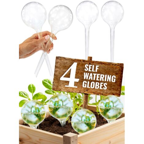 Set mit 4 XL-Kunststoff-Selbstbewässerungskugeln für Zimmer- und Gartenpflanzen, Bewässerungssystem mit Glühbirnen