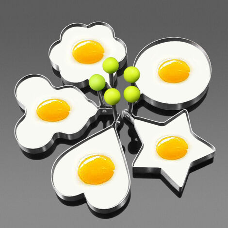 Set mit 5 antihaftbeschichteten Spiegelei-Formen aus Edelstahl für Eier, Kochringe, Spiegeleier, Pfannkuchen, Omelett-Form